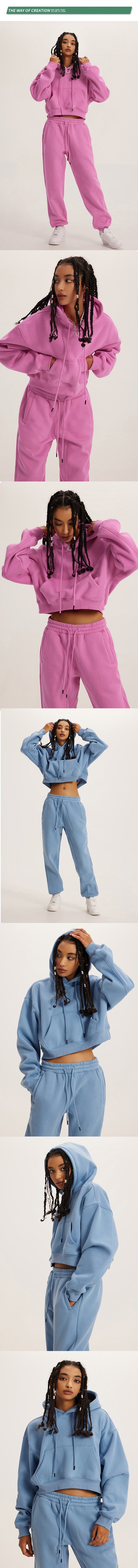 Custom Women Oversized Sweatshirt Training Wear Joggers Suits Set Tracksuits Jogging Sudadera Cropped Hoodies Customized
