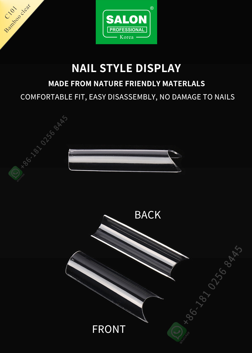 OEM Full Cover Bamboo Clear Soft Gel False Nails Designs Artificial Nail Tips