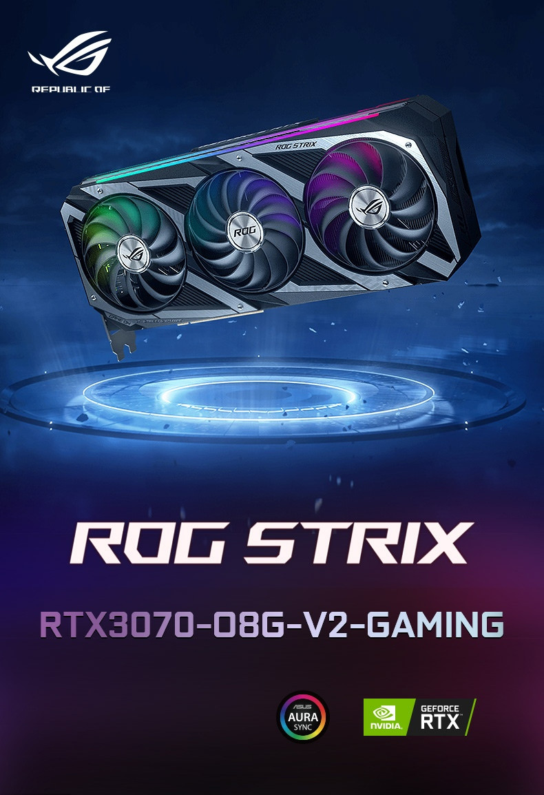 256bit GDDR6 Desktop Graphics Card ASUS NVIDIA ROG-STRIX-RTX3070-O8G-V2-GAMING