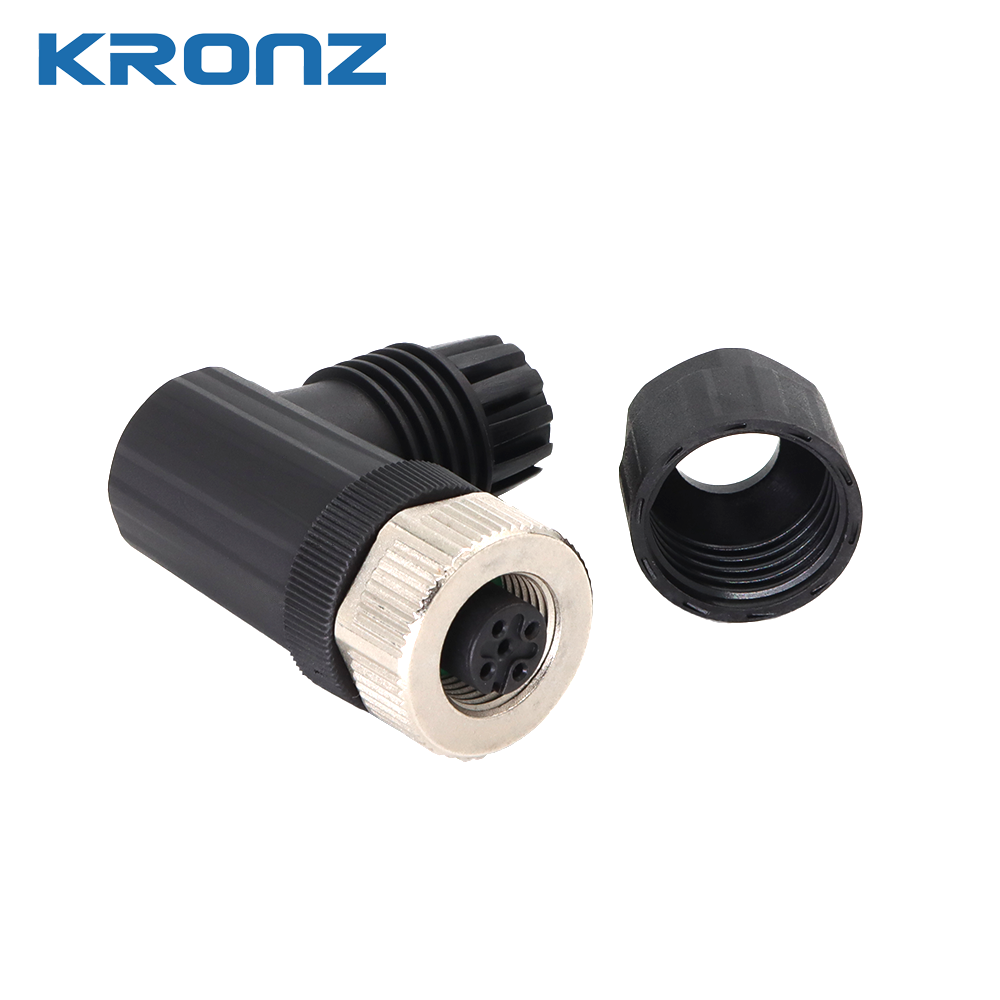 M12 Socket Connector Angle Cable Outlet 4-8mm A-code NBR Seal Material Screw Connection