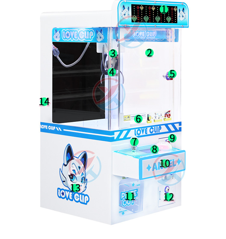 Blue Coin-Operated LED Desktop Hardware Claw Arcade Machine