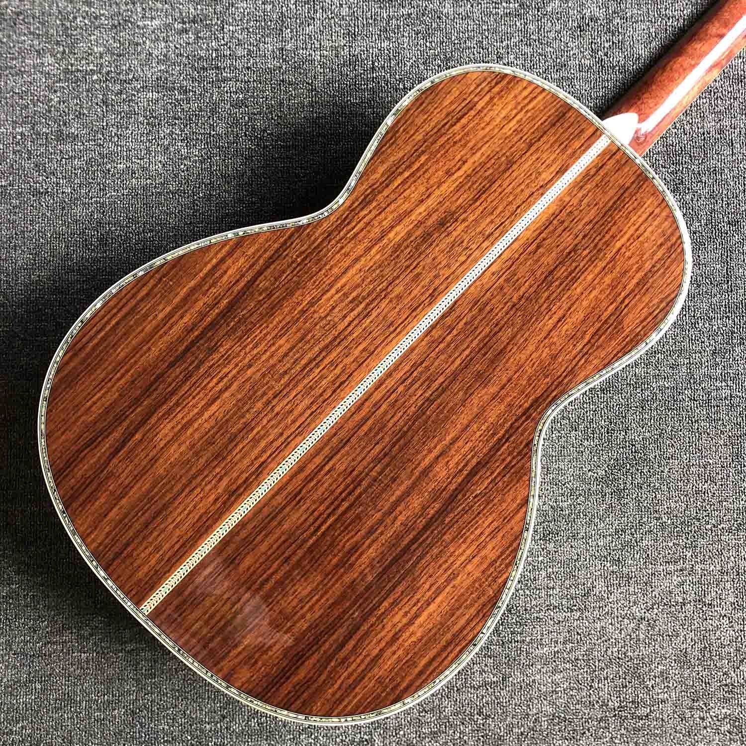 Custom 39 Inch Round Corner 6 Xuan OOO45S Spruce Korean Pine Panel Rosewood Ebony Fingerboard Abalone Shell Inlay Edge A