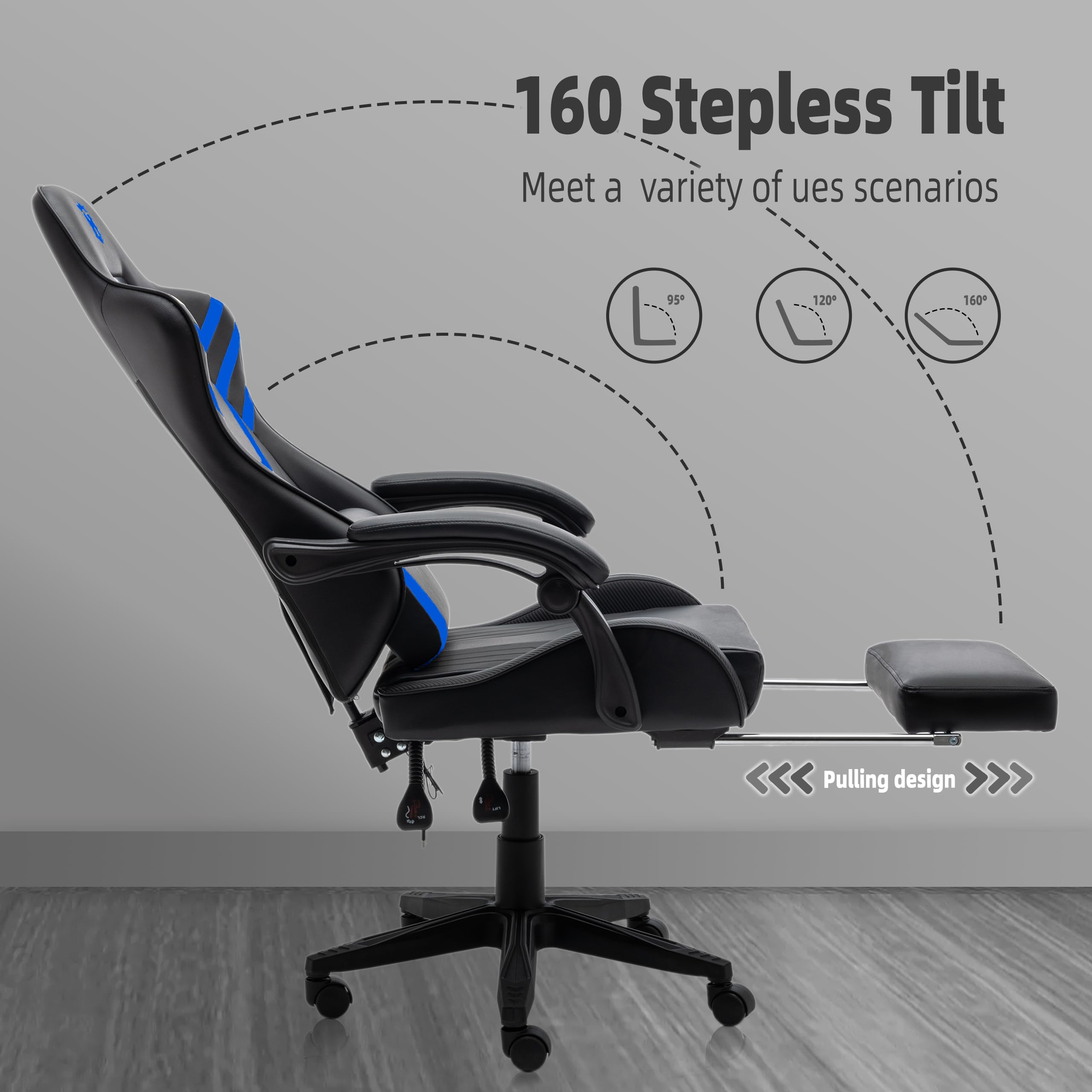 Ergonomic High Back Computer Gaming Chair with Lumbar Support and Synthetic Leather