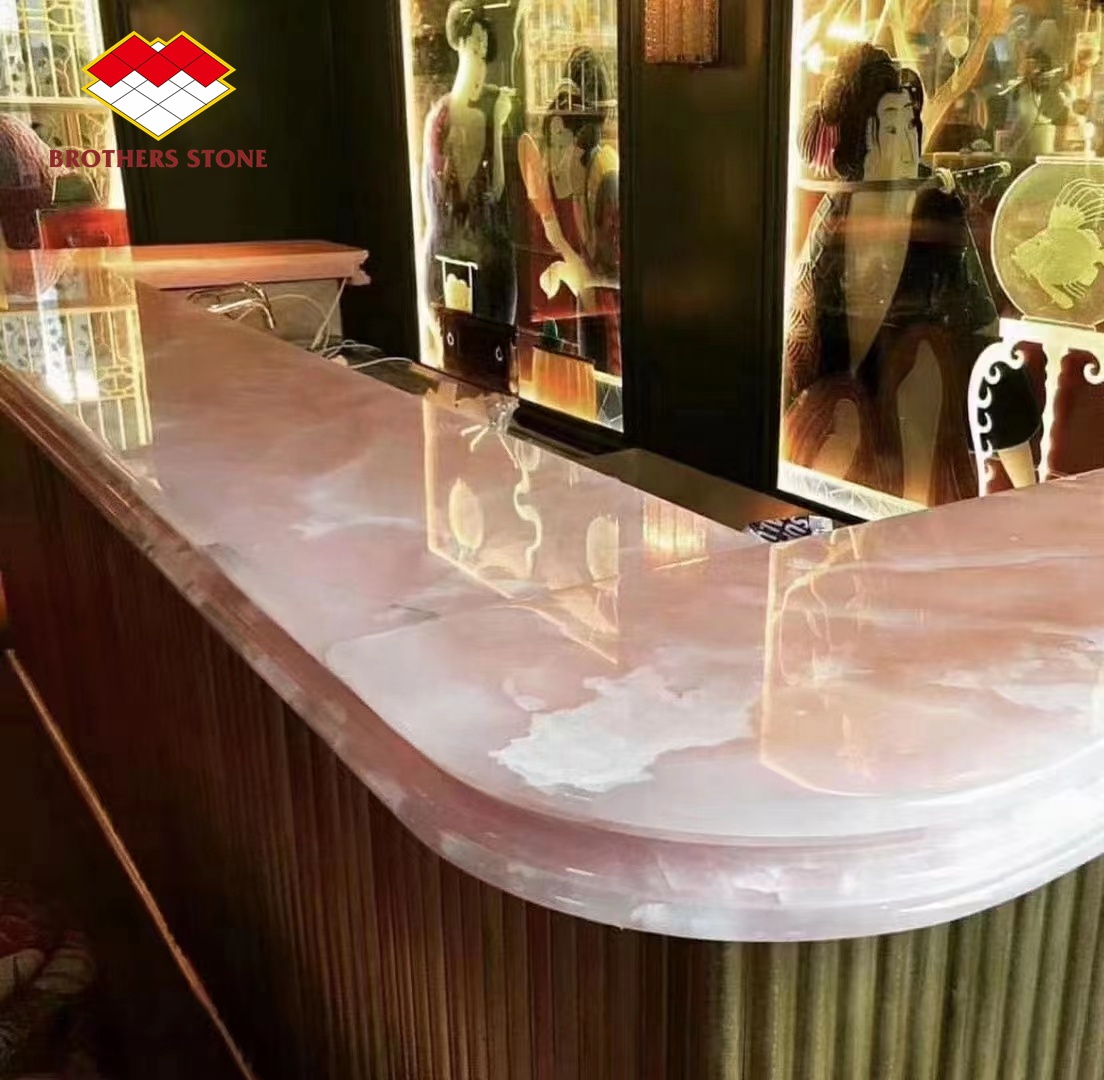 Big Slab Onyx Marble Stunning White Pink Onyx Stone for Wall Panel and Table Top