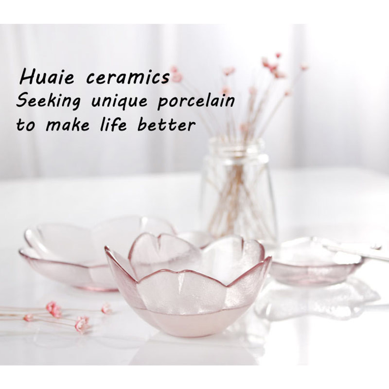 Creative Pink Cherry Blossom Glass Fruit Salad Plate