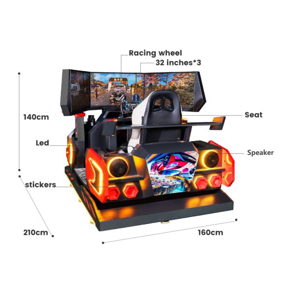 32 3 Inch Screen Car Racing Game Machine 6-Axis 3-Screen Racing Simulator Ultimate Immersive Arcade Experience For Game Centers