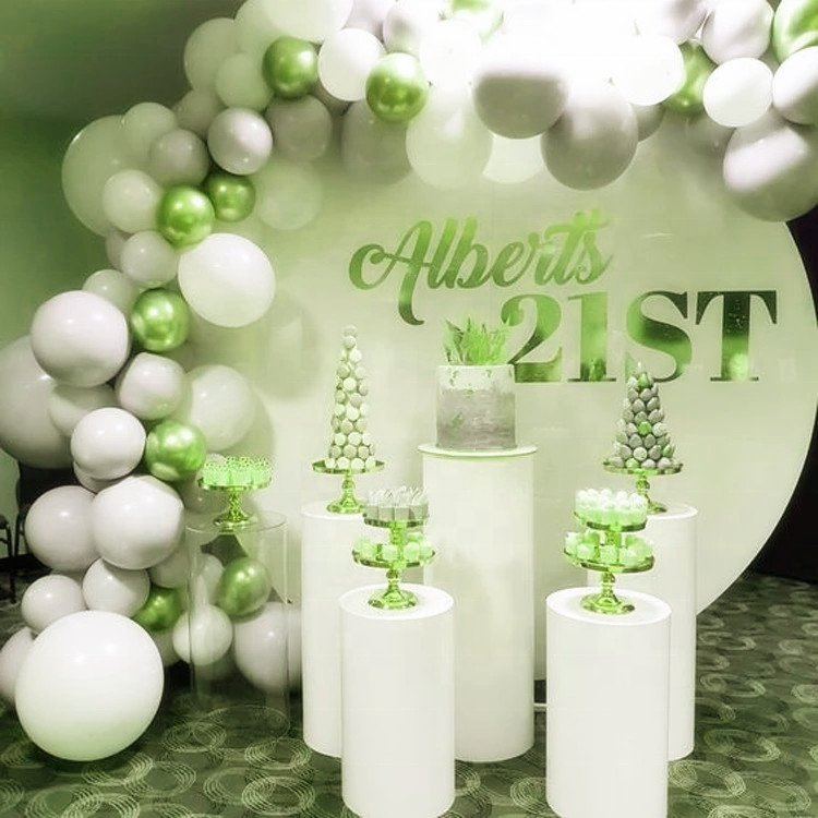 Custom Print Acrylic Plate Display Stands Backdrop Decoration Wedding Round White