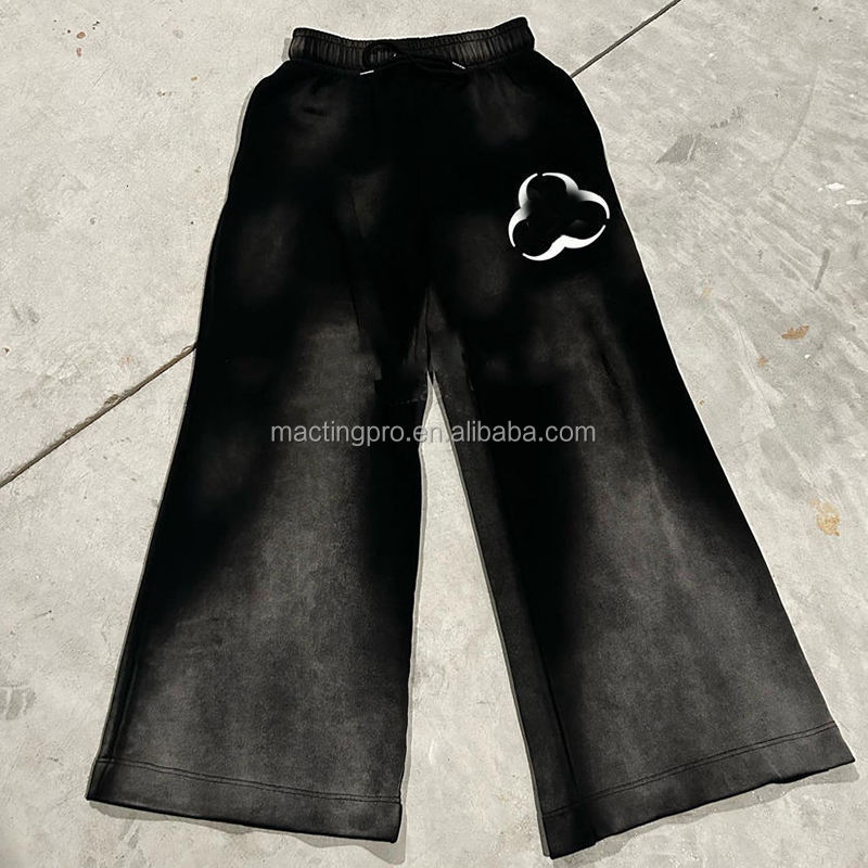 Spring Season Men's Rhinestone Pants Custom Oversized Acid Washed Cut and Sew Sweatpants