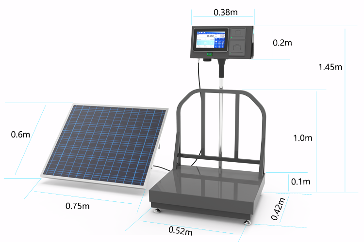 Floor Scale 7-Inch AI Intelligent Android System LCD Bench Scale Solar-Powered Weighing Scale kg Units Label Print Traceability OEM ODM
