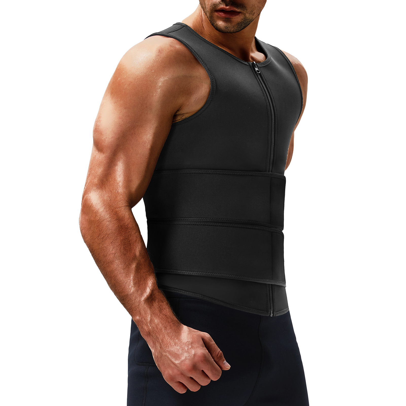 Private Label Neoprene Sweat Vest with Waist Belt Men's Waist Trainer by Waistdear