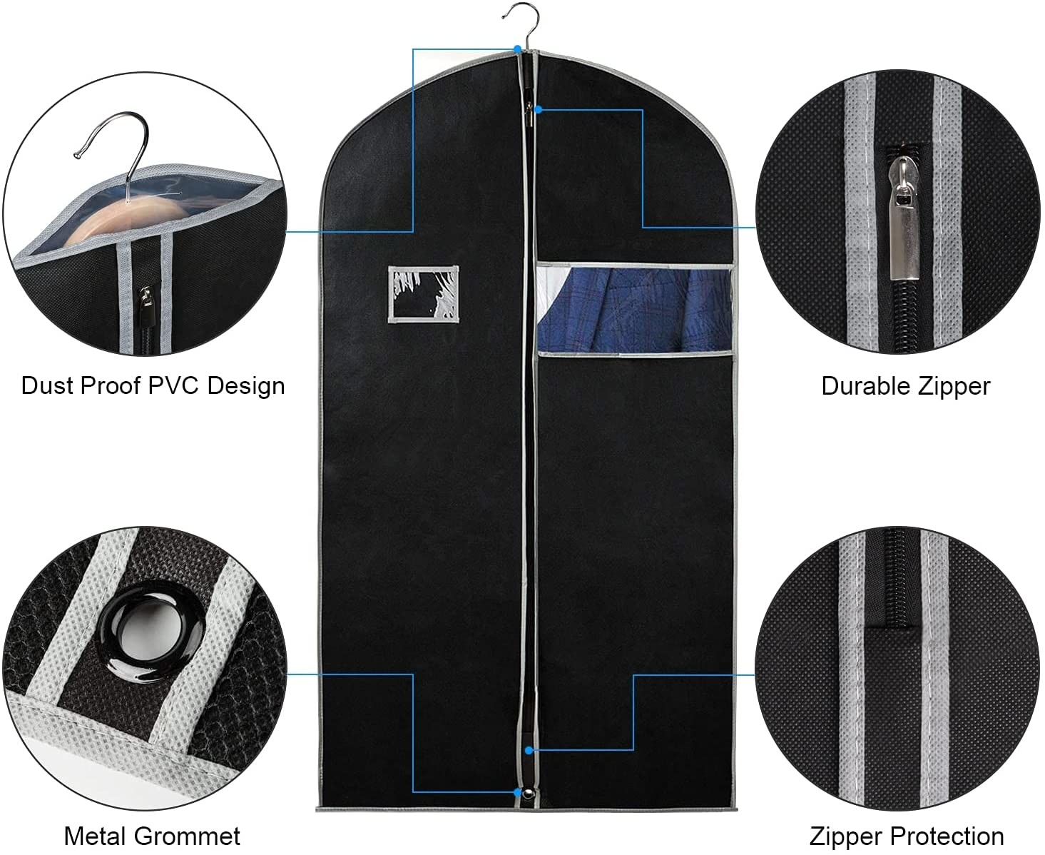 Waterproof Custom Travel Garment Bag For Mens Suit Wedding Dress Gown Multiple 24X60"