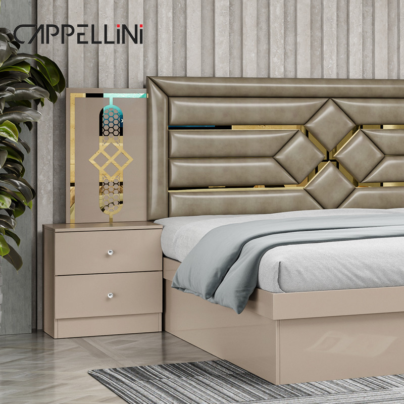 Cheap Price Queen Size Wooden Headboard Modern Leather Bed Rom Suite Luxury King Size Mdf Full Bedroom Furniture Set