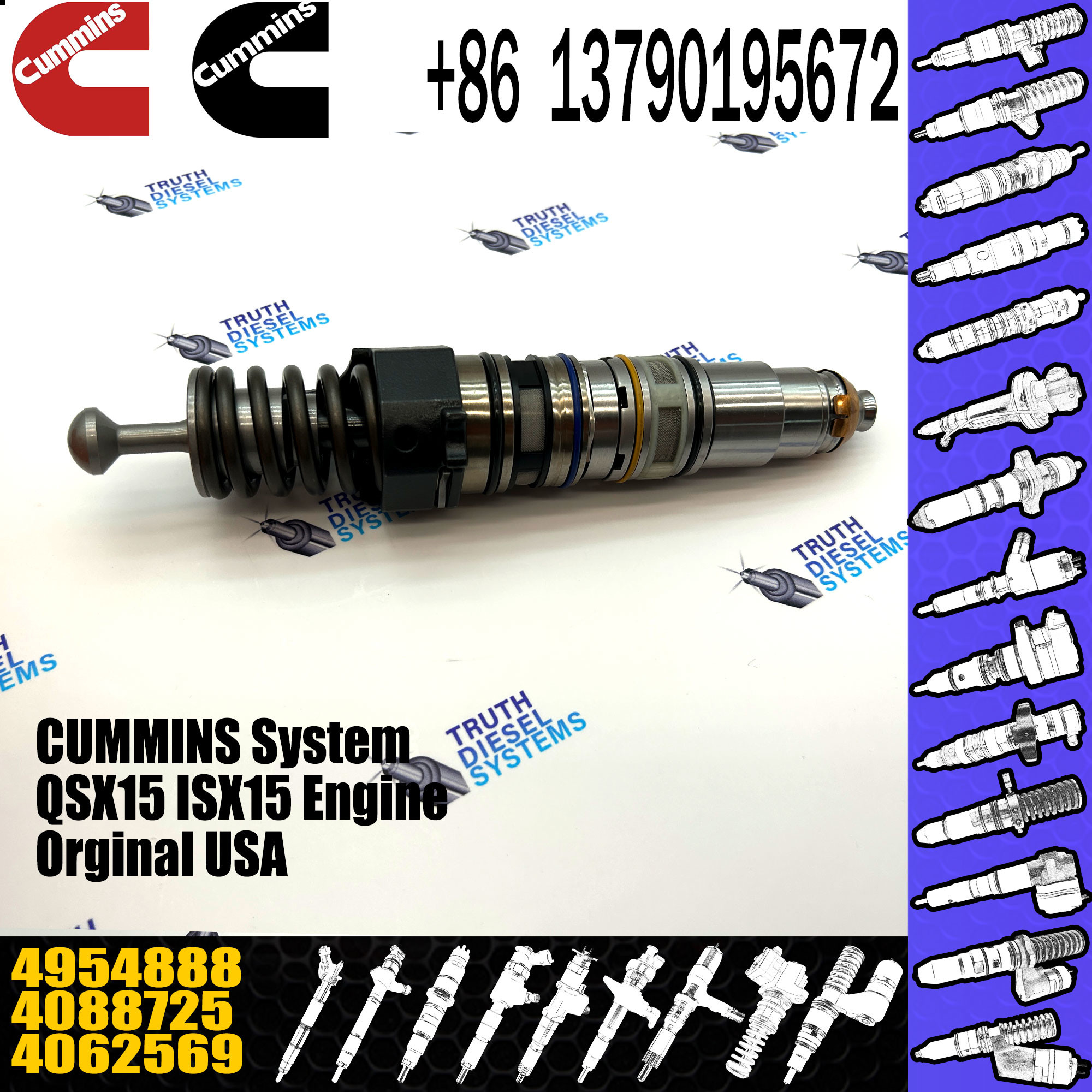 Engine QSK45 QSK60 Fuel INJECTOR 4088427 4326780 4087893 4001813 4326780 3766446 4326784 4326781