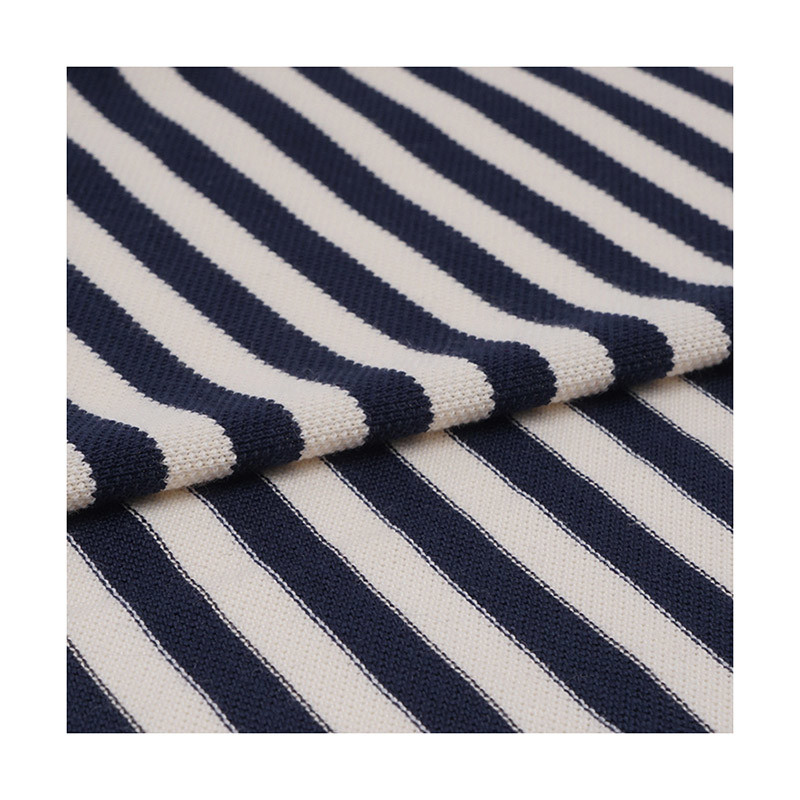 Plain Black And White Striped Knit Fabric 210cm Organic Yarn Dyed Knit Material