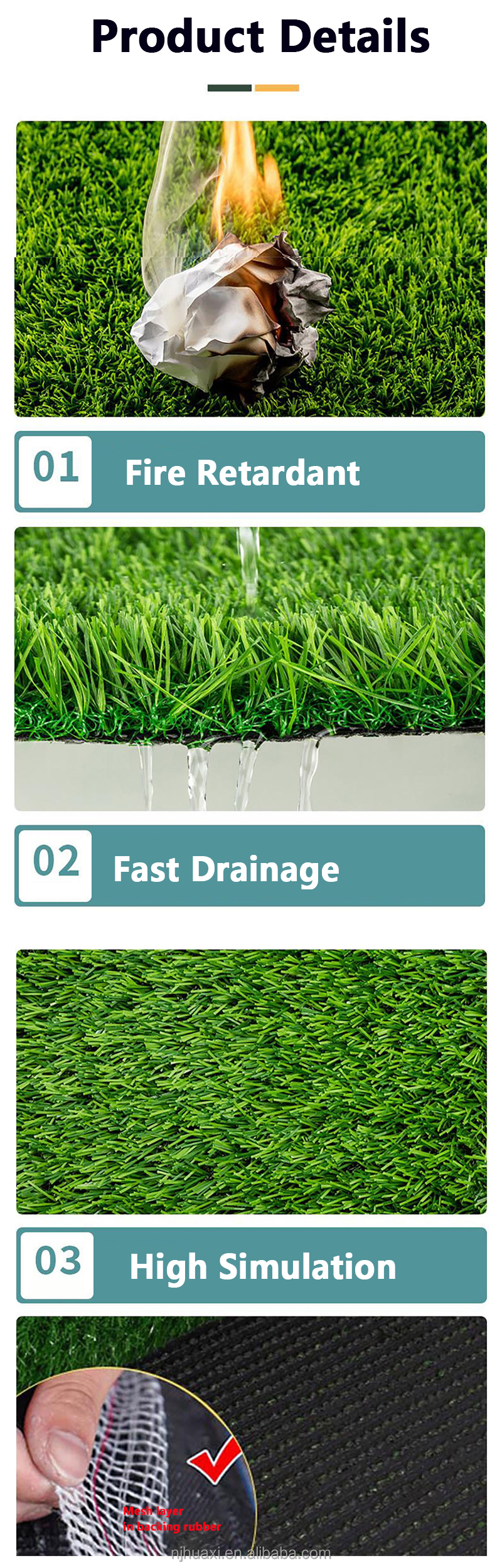 Outdoor Artificial Grass Rug Mat, Garden Natural Fake Grass Carpet Lawn