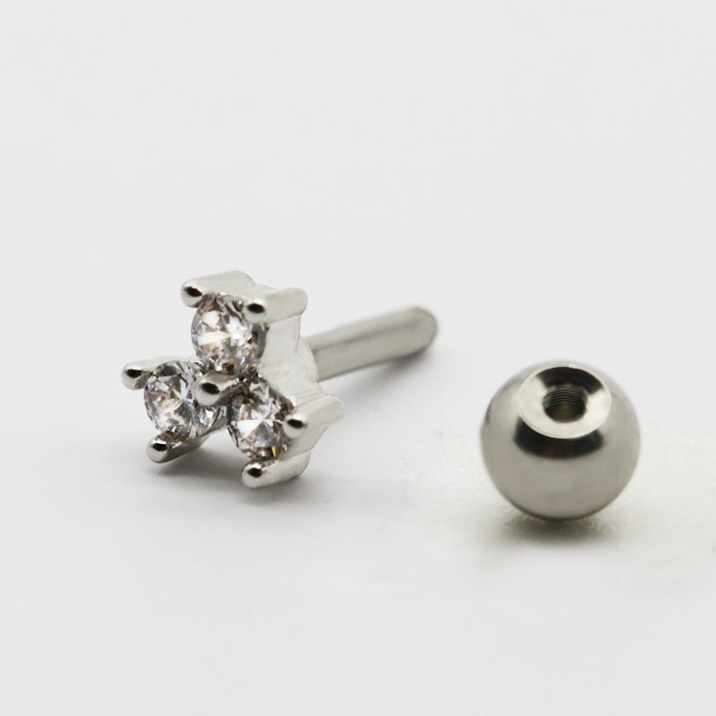 ODM Flower Women'S Silver Stud Earrings Round Zircon Stone Helix Piercing Jewelry