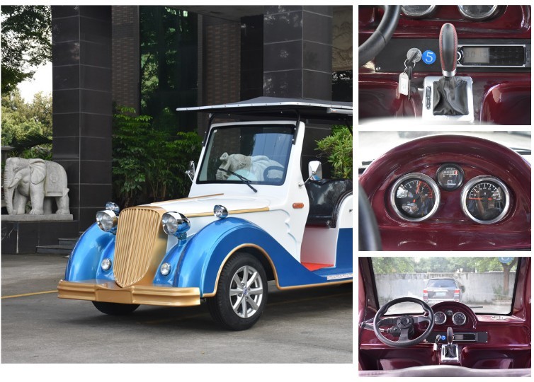 Metal Structure 11 Person Electric Sightseeing Vehicle With High Impact Fiber Glass Body
