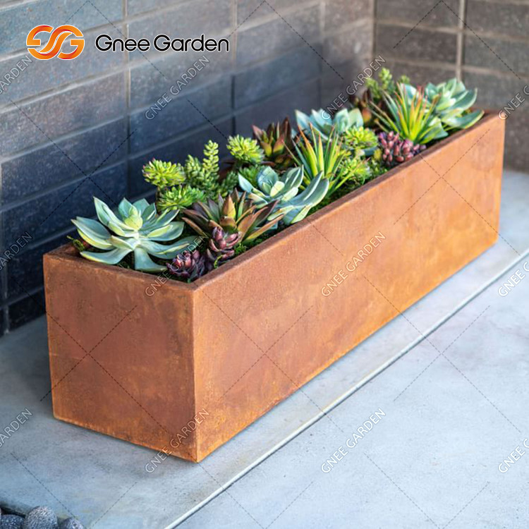 Custom Bespoke Planter Pot Long Rectangular Metal Planter Box for Outdoor Plant