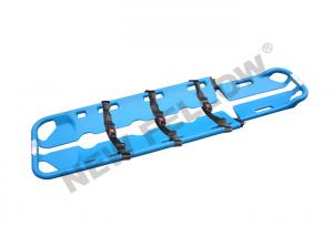 China Blue Adjustable Plastic ambulance Scoop Stretcher With Steel Buckle Belts on sale
