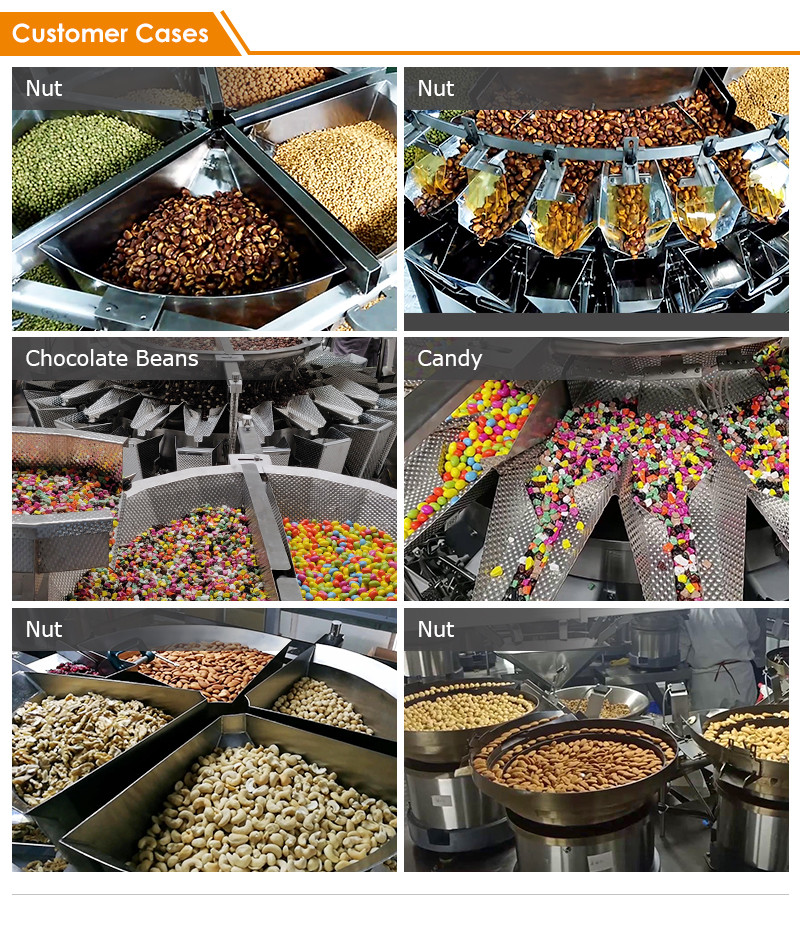 High Accuracy 14 Head Viscous Material Multihead Weigher Shredded Meat Sliced Meat Small Fish Packing Machine