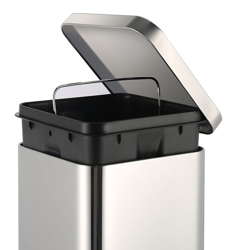 5L Square Foot Pedal Waste Bin Stainless Steel Trash Can Metal Garbage Can for Office Hotel Home Customized
