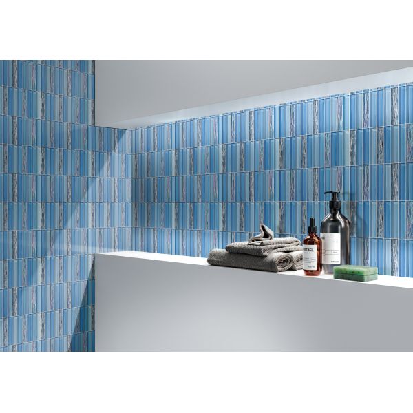 Decorative 300x300mm Blue Glass Mosaics For Hotel and project Wear-resistance