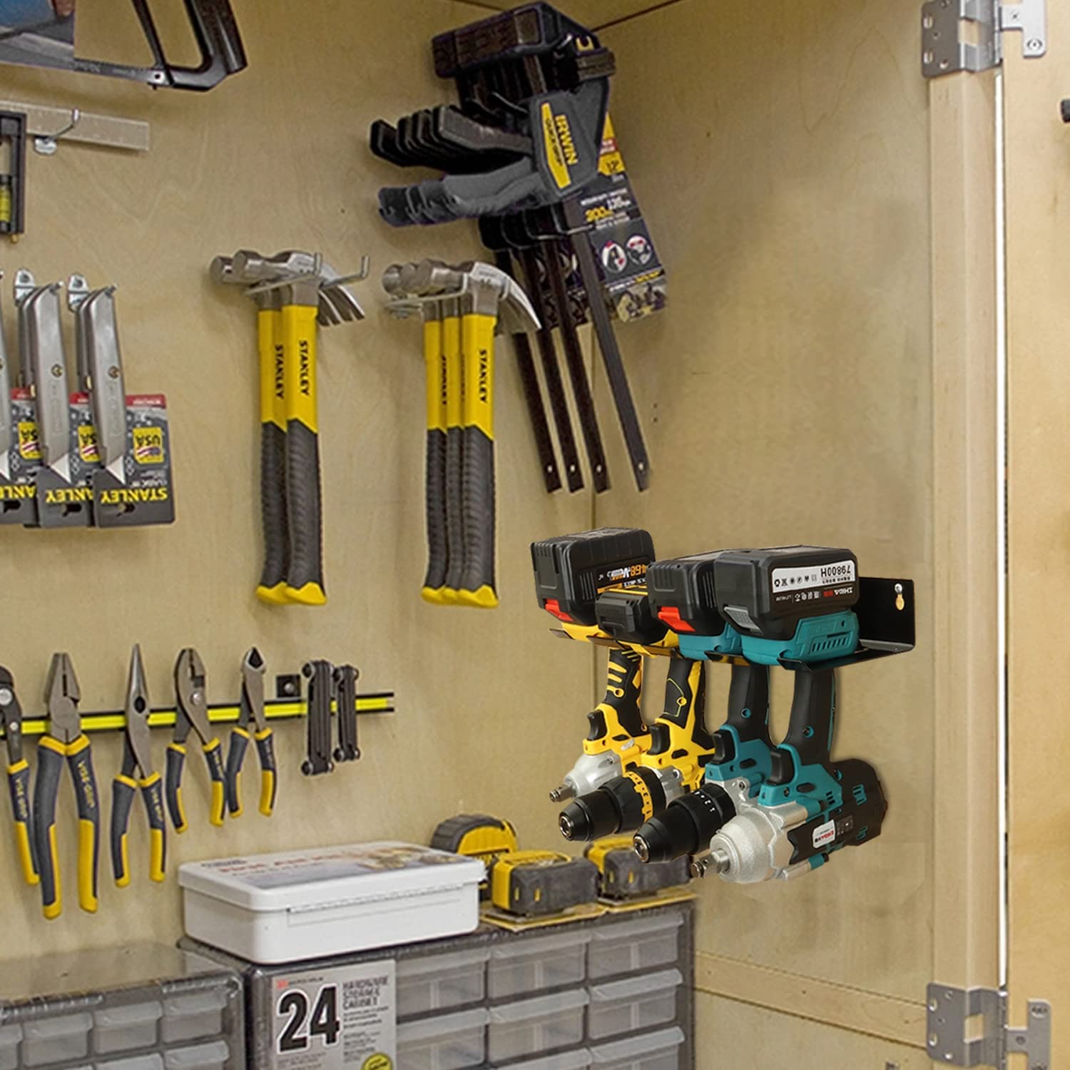 Wall Mount Drill Holder for White Power Tools Customized Instruction for Quick Access