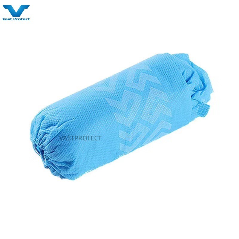 China Factory Disposable PP 10-30g Elastic Blue Anti-Slip Printed Shoe Cover