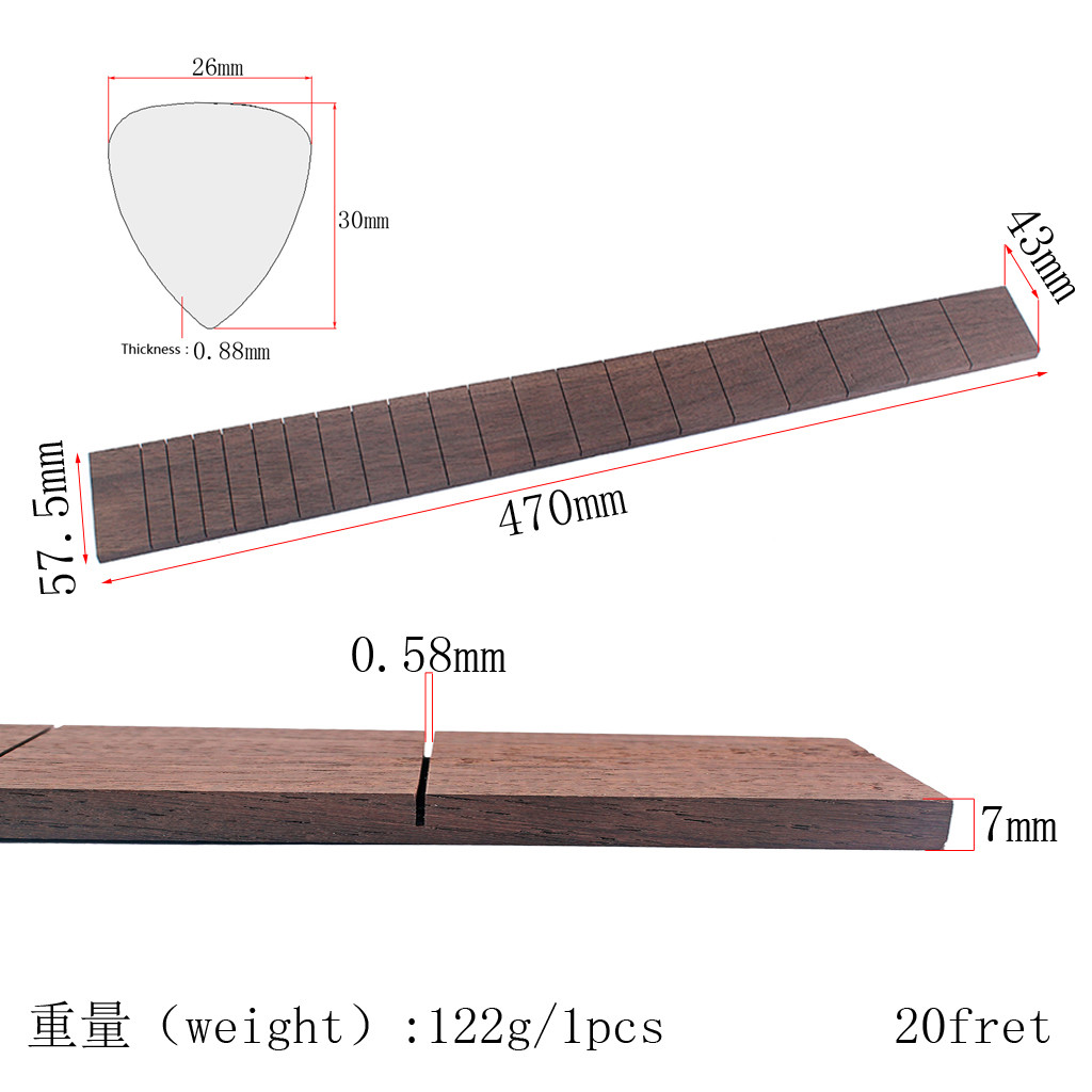 Rosewood Fretboard Without Fret Wire Length 470mm Fingerboard 20 Frets