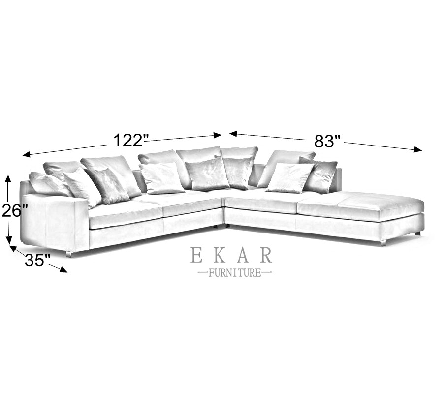 Contemporary Style 2018 New Living Room Furniture 5 Seater Cowhide Genuine Leather Sectional Sofa Sets