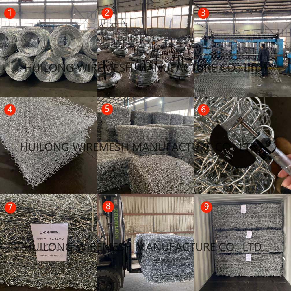 Heavy Galvanized Wire Mesh Gabion 8x10cm Mesh Wire 2.7mm Selvedge Wire 3.4mm