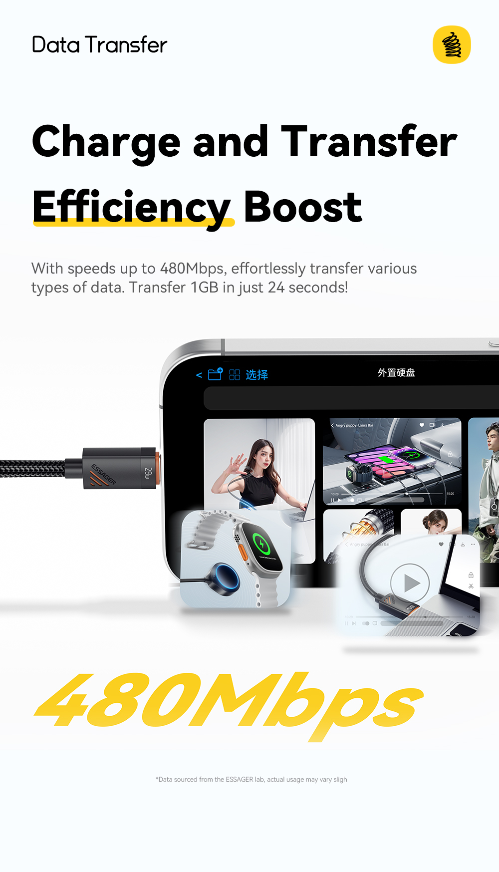 ESSAGER ES-X66 Spring Style 29W USB-C to Lighting Charging Cable Cord