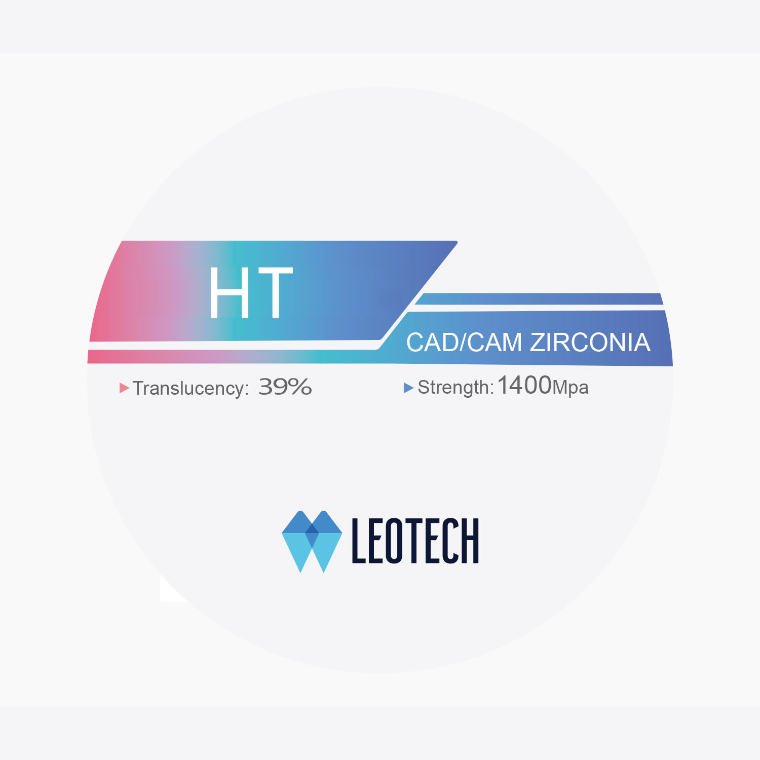 HT White High Strength 1400MPa Zirconia Blocks 39% Translucency Crown / Bridge Dental Material