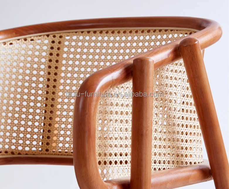 Sturdy Nitrolacquer Finish Japanese Design Solid Wood Rattan Dining Chairs for Restaurants and Dining Rooms 2023