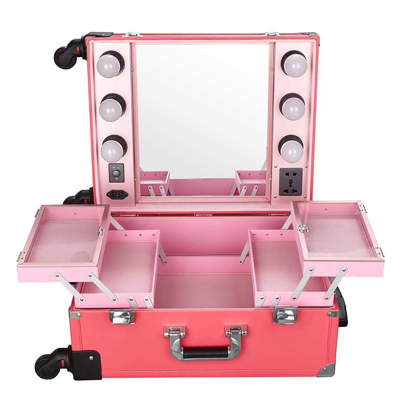 Rolling Studio Makeup Artist Cosmetic Case Elegant In Design With 4 Wheels