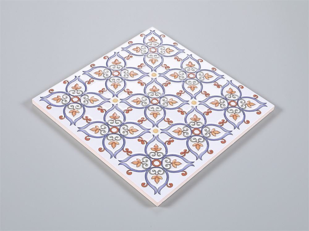 Non-Slip White And Red 20x20cm Wall Ceramic Floret Tiles For Kitchen And Durable Floor Tile For Balcony