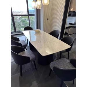 Elegant Blend Fabric Dining Room Chairs With Backrest Luxury Leather