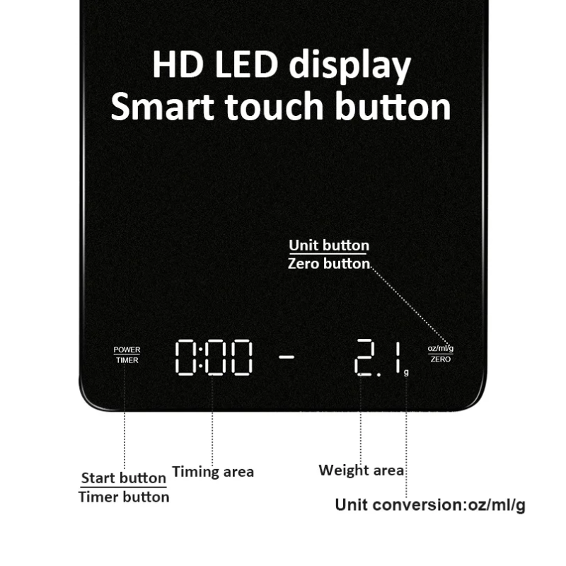 Kitchen Electronic Scale Battery Powered Digital Display for Accurate Food Weighing and Time Tracking
