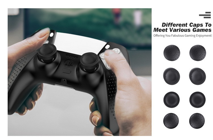 8PCS PS5 Gaming Accessories Anti Slip PS5 Silicone Cover Protectors 2 Different Textures