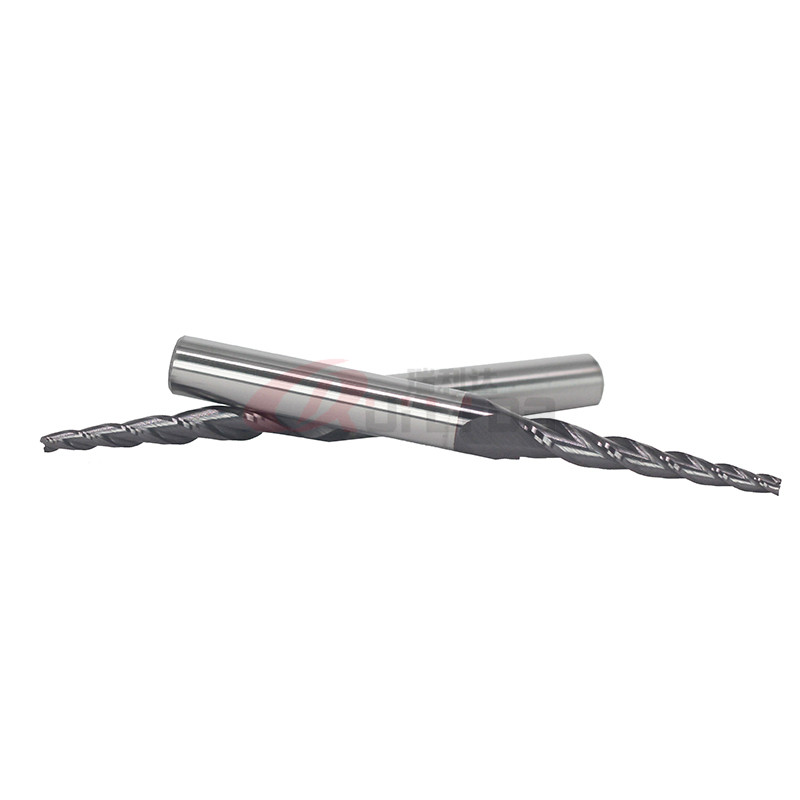 Conical Carbide 3 Flutes Custom End Mill Tapered Cnc Milling Cutter For Stainless Steel