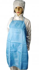 China White Blue ESD Apron Antistatic One Size Fits All One Pocket 98% Polyester 2% Carbon Fiber on sale
