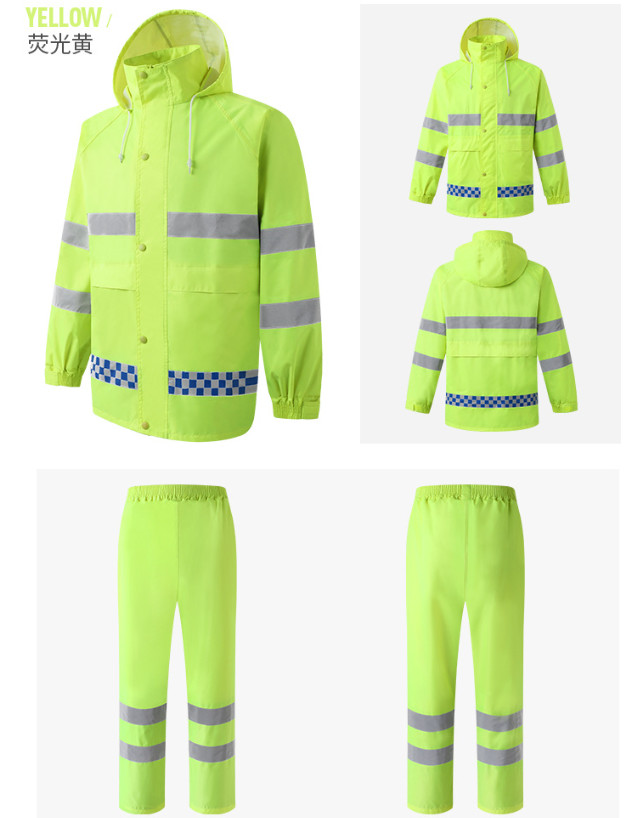 Reflective PPE Safety Wear Waterproof Double Layer Adult Split Raincoat Overalls