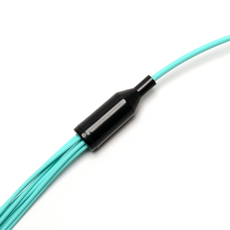 MPO-LC Fiber Optic Patch Cord 8 Core Aqua Round Bundle OM3 PVC LSZH 3.0mm