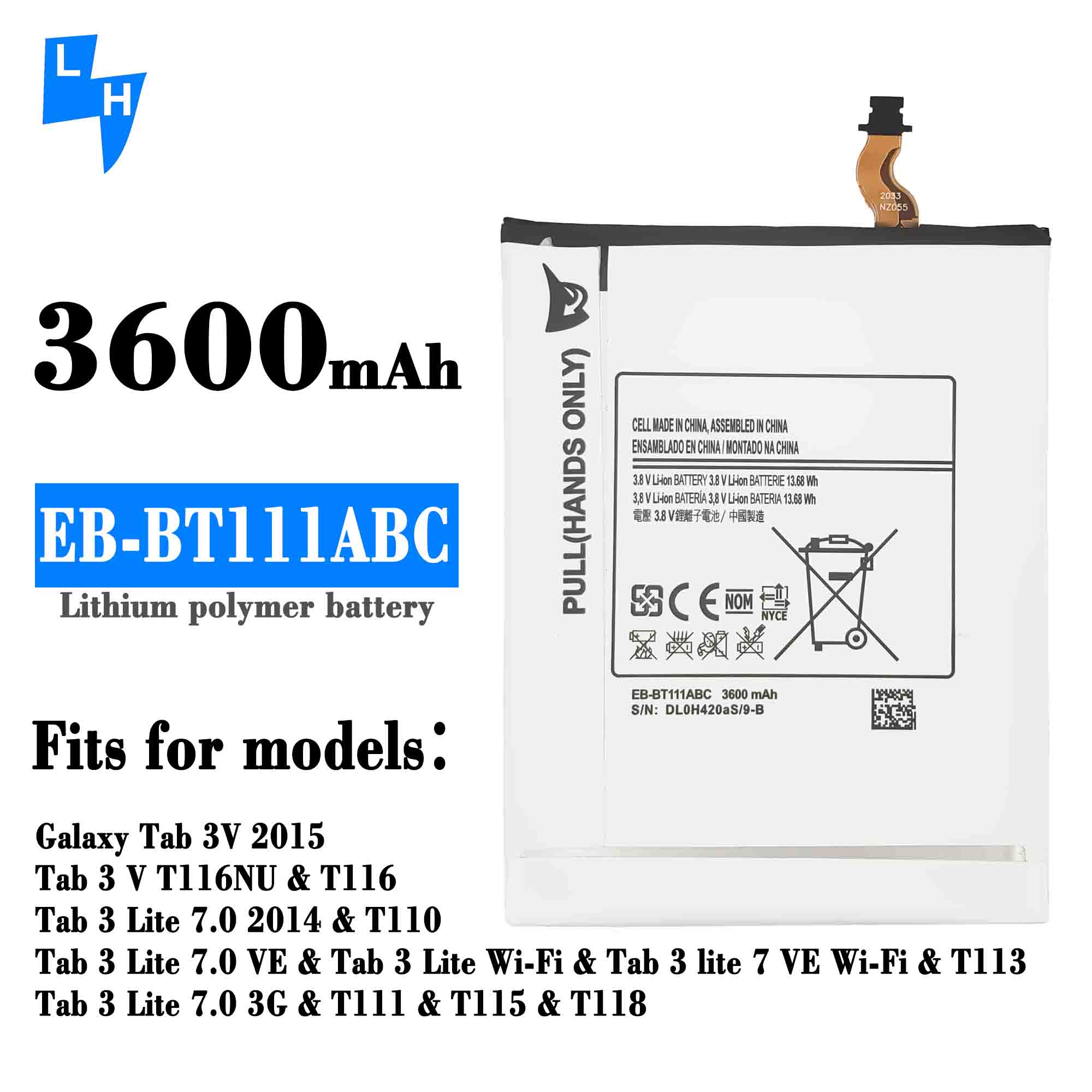 Mobile Phone Battery EB-BT111ABC for Samsung Galaxy Tab3 Lite T111 T116 T113/T118 A
