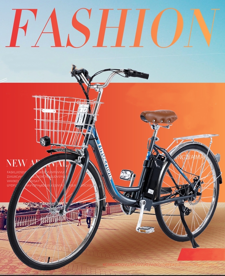 Black 36V 350W Electric City Bike 8 - 10Ah Lithium Battery 26 Inch Wheel Electric Bike