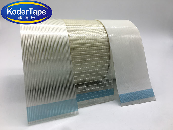 PET Film with Glass Yam Transparent Synthetic Rubber Adhesive Filament Tape