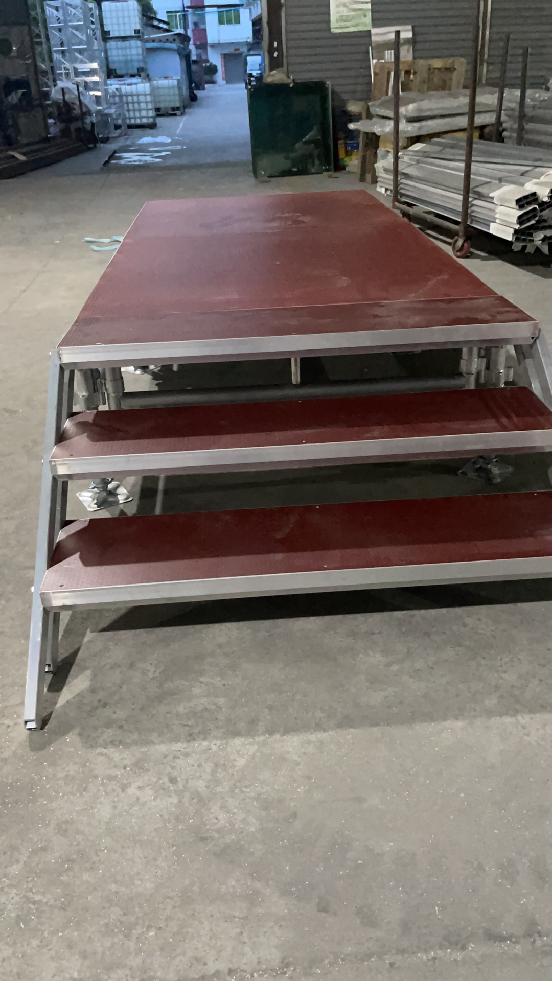Adjustable Portable Stage Platform Modular System Square Red Finish Aluminum Alloy Stage