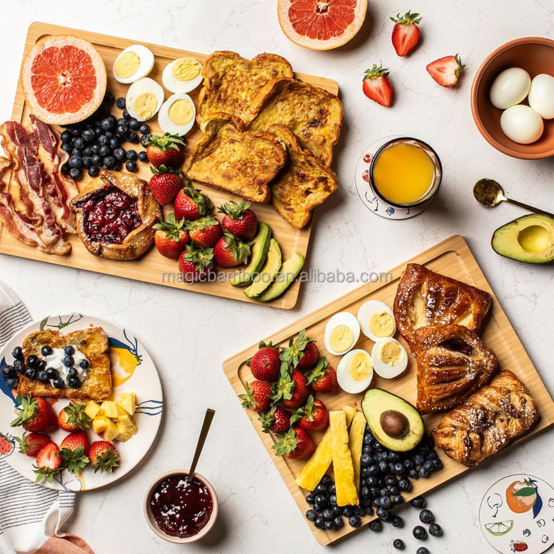 Large End Grain Bamboo Cutting Board with Juice Groove and Customized Logo