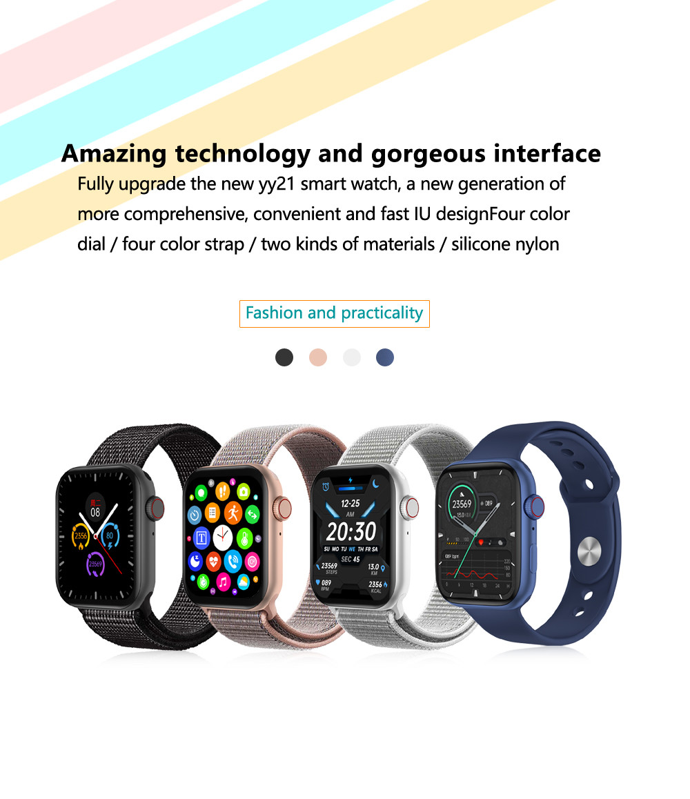 2021 Original IWO YY21 Smart Watch Call 44mm Fitness Tracker Heart Rate Monitor Blood Pressure SmartWatch IOS Android P
