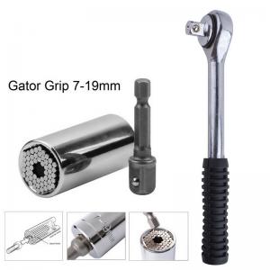 China 7-19mm Universal Socket Wrench with Drill Adapter+3/8 39 Teeth 7.5-inch Ratchet Socket Wrench Spanner Tool on sale